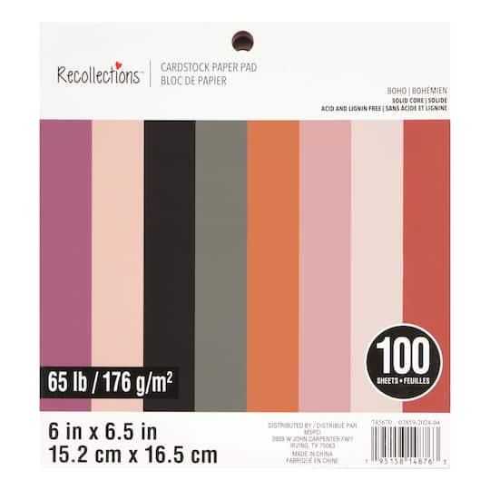 6" x 6.5" Boho 65lb. Cardstock Paper Pad by Recollections™, 100 Sheets